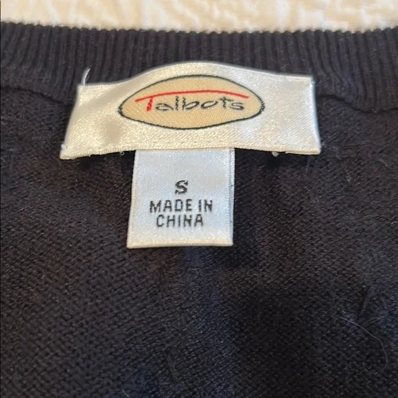 Talbots Black Beaded Sweater  3/4 length sleeves - Picture 3 of 5